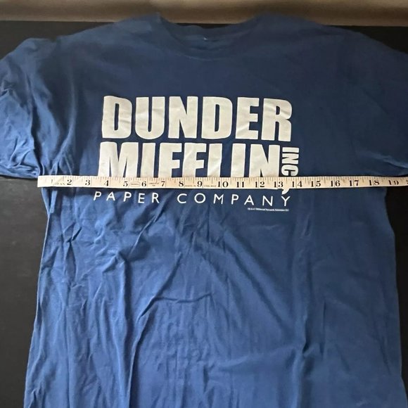 Dunder Mifflin - Men’s Medium T-Shirt - Adult Light Blue & White - The Office - Picture 3 of 4